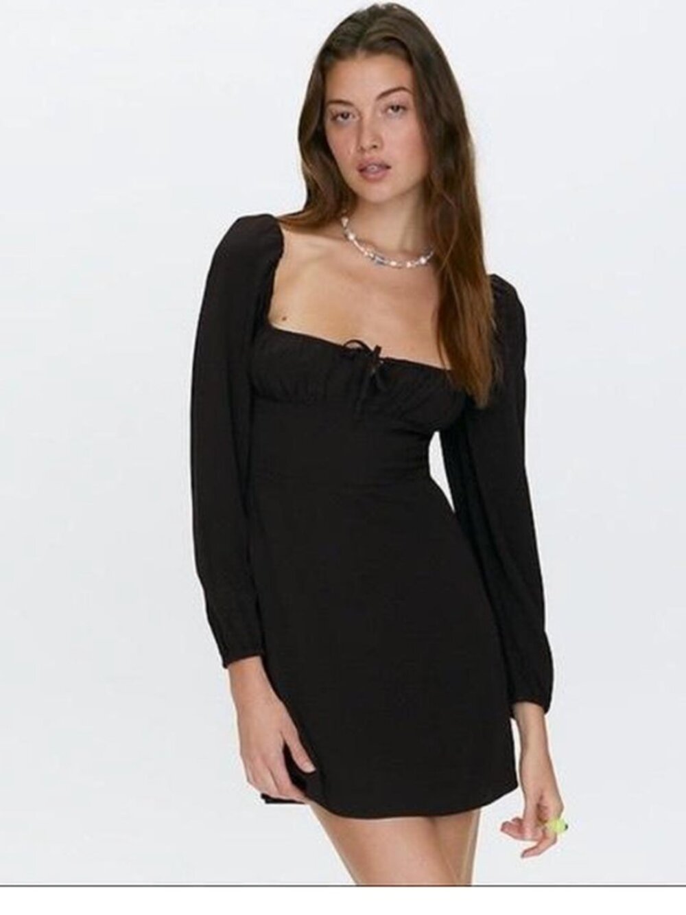 Aritzia Sunday Best Delilah Long Sleeve Mini Dress Black